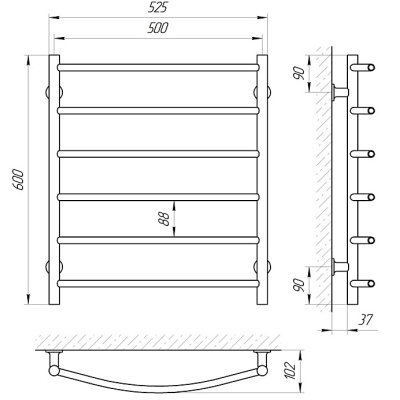Электрический полотенцесушитель Laris Классик П6 60х50 Белый