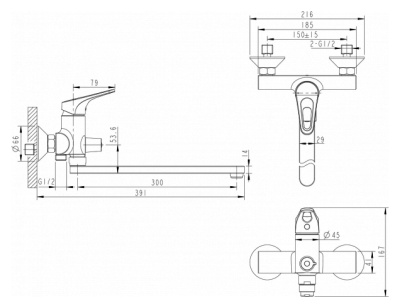 Смеситель для ванны Bravat Drop-D F648162C-01A универсальный Хром