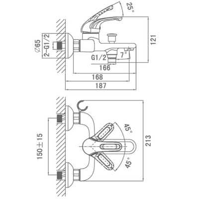 Смеситель для ванны D&K Eucharius Rhein DA1373201 Хром