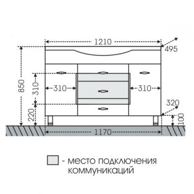 Тумба с раковиной СанТа Монарх 120 Белая