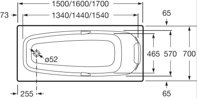 Акриловая ванна Roca Sureste N 150x70 ZRU9302778 без гидромассажа