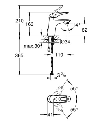 Смеситель для раковины Grohe Eurostyle 33557003 Хром