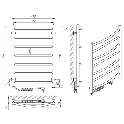 Электрический полотенцесушитель Laris Микс П7 70х45 L 73207226 Хром