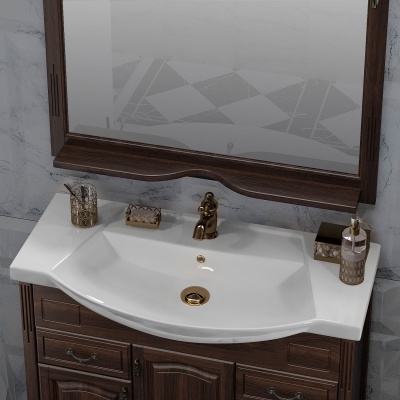 Комплект мебели для ванной Opadiris Риспекто 95 Орех антикварный со светильником Рустика Бронза