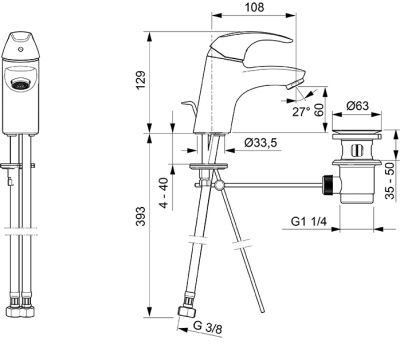 Смеситель для раковины Oras Polara 1400F Хром