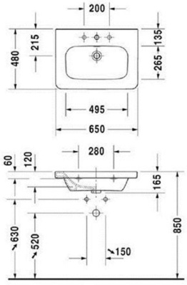 Тумба с раковиной Duravit Durastyle 65 DS006002222 Белая