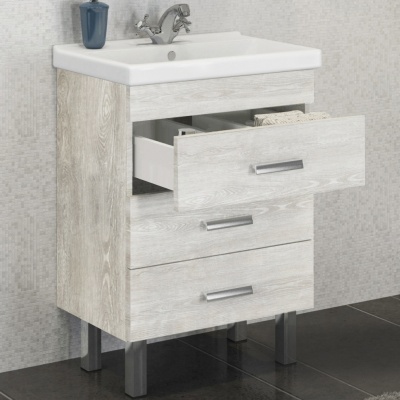 Тумба с раковиной Comforty Никосия 60Н 4142203 Дуб белый