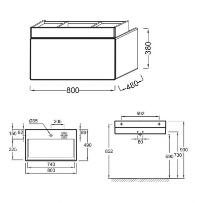 Тумба под раковину Jacob Delafon Terrace 80 EB1186-N23 подвесная Ледяной коричневый