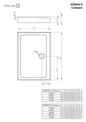 Акриловый поддон для душа Radaway Doros D Compact 110x80x11,5 Белый