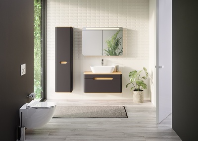 Шкаф пенал Vitra Sento 40 L 60856 подвесной Антрацит матовый
