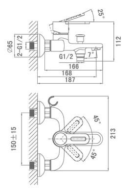 Смеситель для ванны D&K Paulinus Rhein DA1353201 Хром