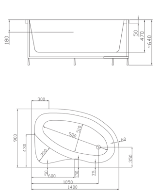 Акриловая ванна Victory Spa Saba 140 Без системы управления