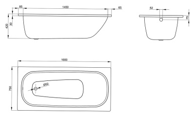 Стальная ванна Bette Form 160x75 без гидромассажа