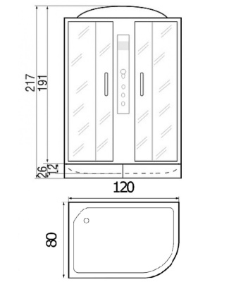 Душевая кабина River Temza 120x80x26 ТН R 10000000585+10000000688 с поддоном