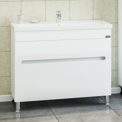 Тумба с раковиной СанТа Лондон 100 2 ящика Белая
