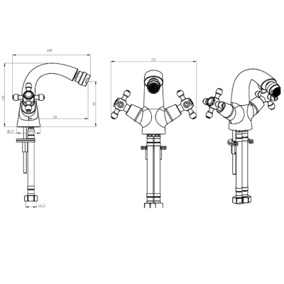 Смеситель для биде Boheme Royal Cristal 316-Royal/CRST Бронза