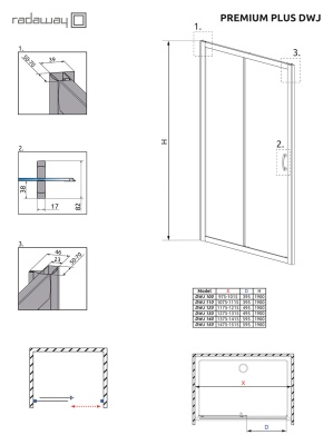 Душевая дверь Radaway Premium Plus DWJ 120 профиль Хром стекло прозрачное