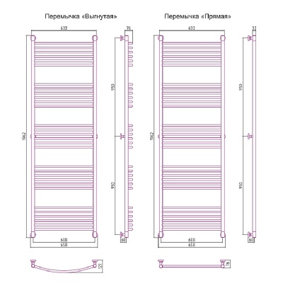 Водяной полотенцесушитель Сунержа Богема прямая 1900х600 Хром