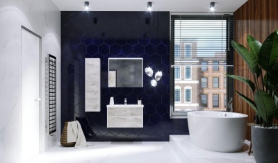 Шкаф пенал Roca Ronda 32 ZRU9303005 L подвесной Бетон Белый матовый