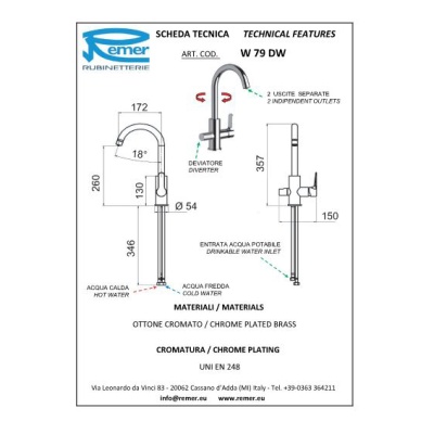 Смеситель для кухни Remer Winner W79DW Хром
