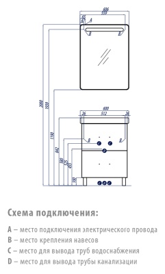 Тумба под раковину Акватон Америна 60 Н 1A169201AM010 белая глянцевая