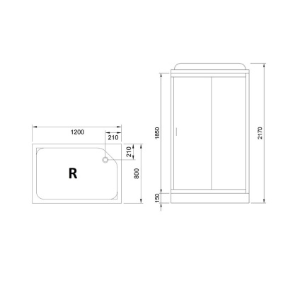 Душевая кабина Royal Bath HP 120х80 RB8120HP7-WC-CH-R с гидромассажем стекло матовое задняя стенка Белая