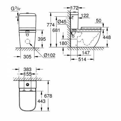 Унитаз Grohe Euro Ceramic 39462000 с бачком и сиденьем Микролифт