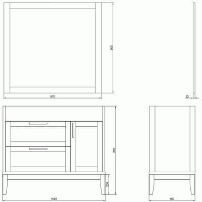 Комплект мебели для ванной ValenHouse Эйвори 105 AVК105С Серый ручки Хром