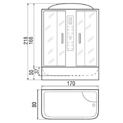 Душевой бокс River Dunay 170x80x50 ТН 10000001473+10000002291 с поддоном