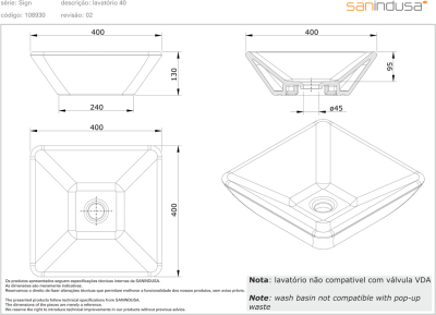 Раковина Sanindusa Sign 40 108930004 Белая