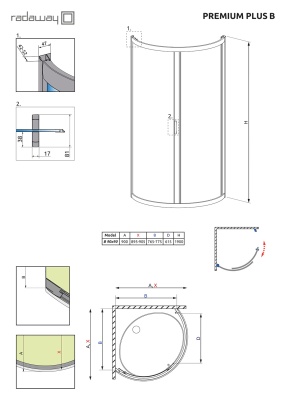 Душевой уголок Radaway Premium Plus B 1900 90x90 профиль Хром стекло прозрачное