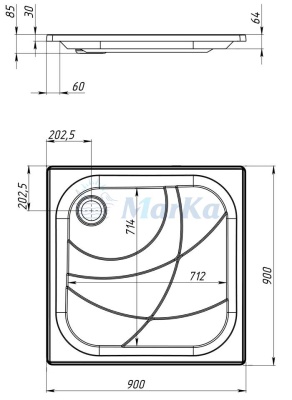 Акриловый поддон для душа 1MarKa Freya New 90x90 Белый