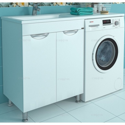 Тумба с раковиной СанТа Лидер 130 L 700261+900114 Белая