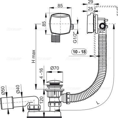 Слив-перелив Alcaplast A509KM Click-Clack с наливом Хром Слив-перелив Alcaplast A509KM Click-Clack с наливом Хром