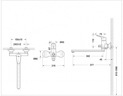 Смеситель для ванны Bravat Drop F00409C Хром