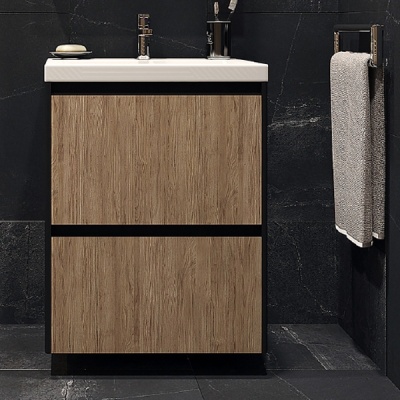 Тумба под раковину Velvex Klaufs 60 tpKLA.60.2Y-617.217 подвесная Черный+дерево