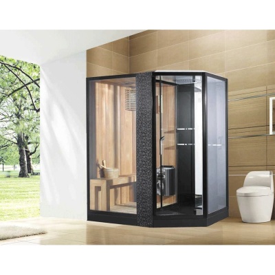 Душевая кабина Orans SR-89103S R black 180x130 с сауной профиль Черный стекло прозрачное