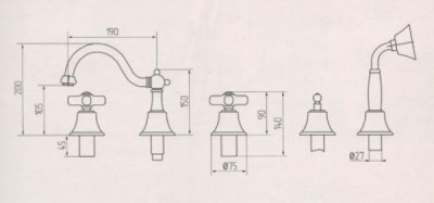 Смеситель на борт ванны Migliore Provance ML.PRO-8880 Хром Белый