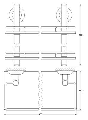 Стеклянная полка FBS Standard 065 Хром