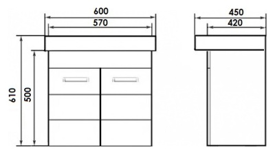 Тумба с раковиной Orange Таис 60 подвесная Белая