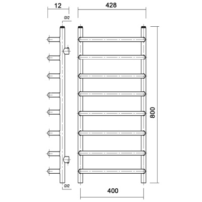 Полотенцесушитель водяной Domoterm Стефано П8 400*800 АБР Античная бронза