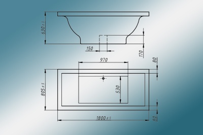 Ванна из искусственного камня Castone Келли 180x80 Белая