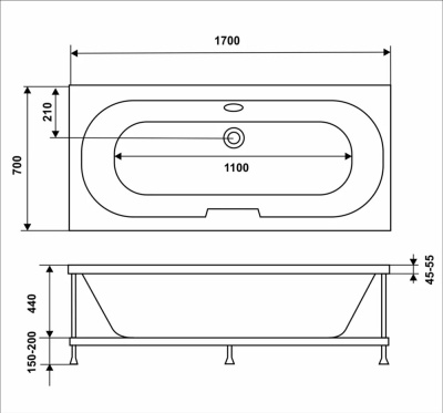 Акриловая ванна Eurolux Bath Sibaris 170х70 E1017070033 без гидромассажа