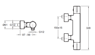 Смеситель для душа Jacob Delafon Toobi E8991-CP с термостатом Хром