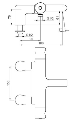 Смеситель для ванны Jacob Delafon Singulier E10871-CP с термостатом Хром