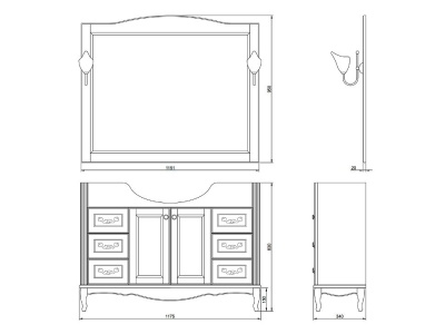 Зеркало ValenHouse Эллина 120 E120_ЗС Слоновая кость