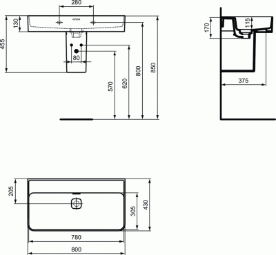Раковина Ideal Standard Strada II 80 T363901 Евробелая