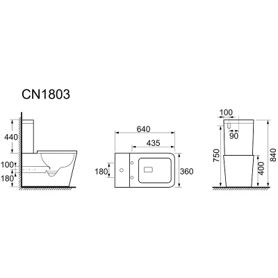 Унитаз компакт Ceramica Nova Cubic CN1803 с бачком и сиденьем Микролифт