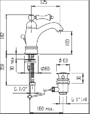 Смеситель для раковины Cezares Margot MARGOT-LSM1-A-02-Bi/A Бронза