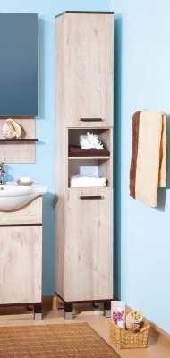 Шкаф пенал Бриклаер Карибы 34 с бельевой корзиной Дуб Кантри Венге